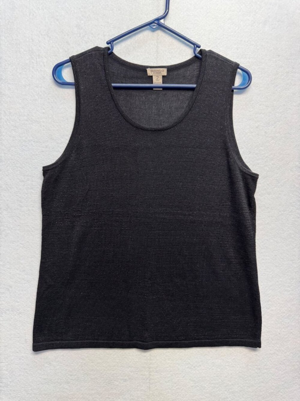 Chicos Easywear Black Sleeveless Metallic Blend Tank Top Size 2